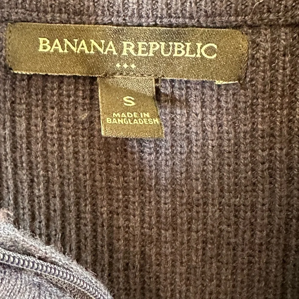 Banana Republic Men's/Unisex Blue Half-Zip Sweater with Elbow Patches Sz S